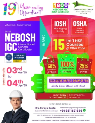 NEBOSH IGC COURSE RAFFLE DRAW OFFER IN CHANDIGARH