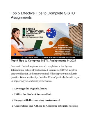 Top 5 Effective Tips to Complete SISTC Assignment