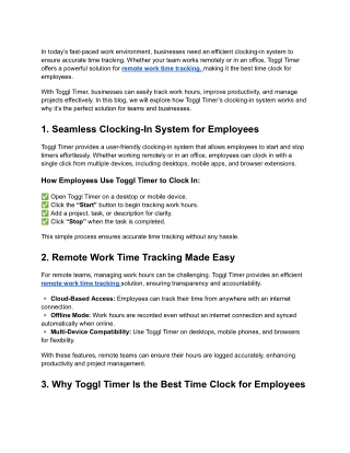 The Best Clocking-In System for Remote Teams