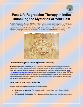 Past Life Regression Therapy in India