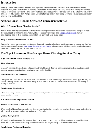 The Top 5 Reasons to Hire Nampa House Cleaning Services Today