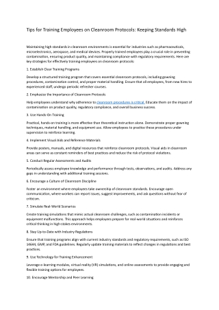 cleanroom protocols
