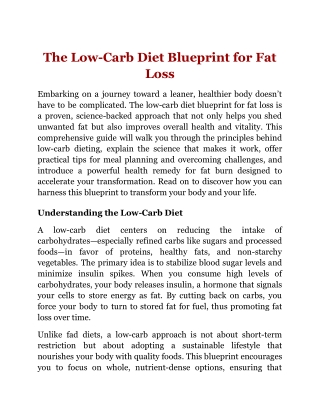 The Low-Carb Diet Blueprint for Fat Loss