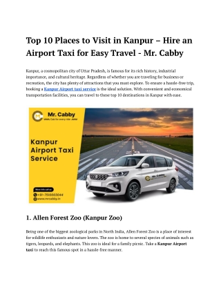 Book Kanpur Airport Taxi Service