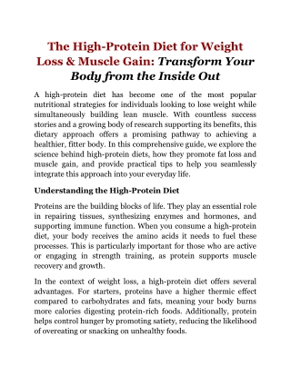 The High-Protein Diet for Weight Loss & Muscle Gain_ Transform Your Body from the Inside Out