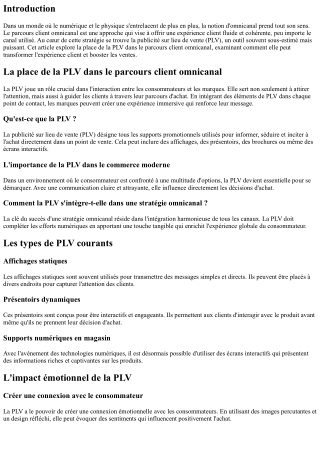 La place de la PLV dans le parcours client omnicanal