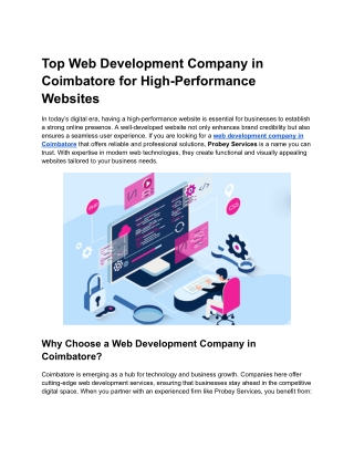 Top Web Development Company in Coimbatore for High-Performance Websites