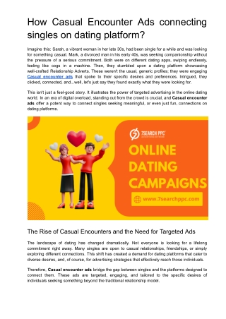 How Casual Encounter Ads connecting singles on dating platform?