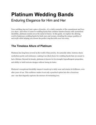 Forever Captivating: The Allure of Platinum Wedding Bands