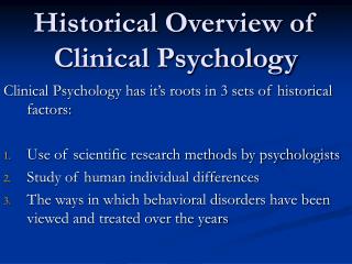 PPT - Historical Overview Of Clinical Psychology PowerPoint ...