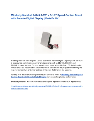 Middleby Marshall 64149 5-3_8_ x 5-1_2_ Speed Control Board with Remote Digital Display _ PartsFe UK