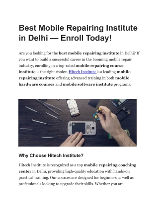 Best Mobile Repairing Institute in Delhi