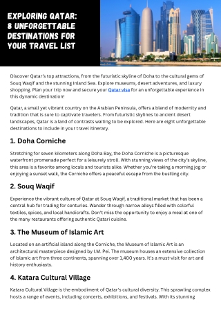 Exploring Qatar 8 Unforgettable Destinations for Your Travel List