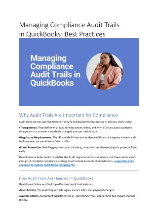 Managing Compliance Audit Trails in QuickBooks: Best Practices
