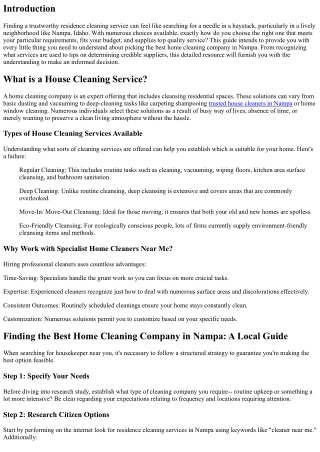 Locating the Best Residence Cleaning Company in Nampa: A Local Guide