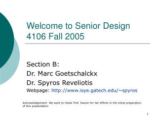 Welcome to Senior Design 4106 Fall 2005