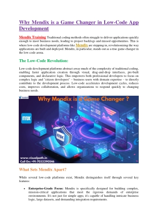Mendix Online Training - Mendix Online Training Course