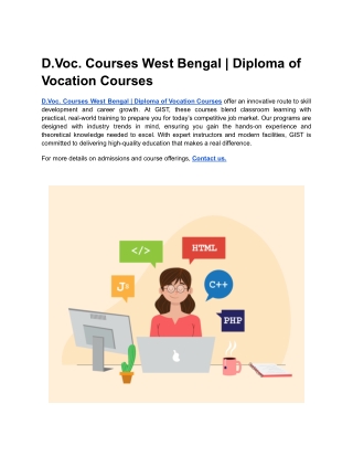 D.Voc. Courses West Bengal _ Diploma of Vocation Courses