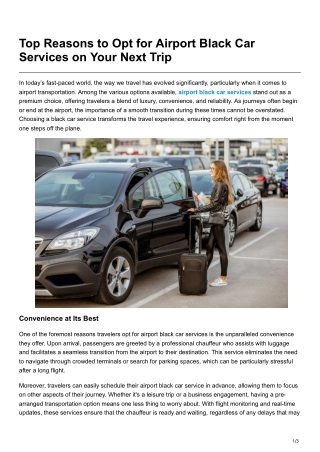 Top Reasons to Opt for Airport Black Car Services on Your Next Trip