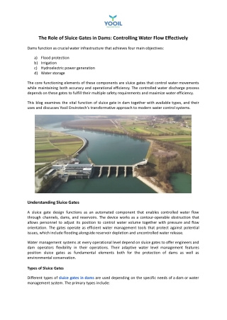 Sluice Gates in Dams: Efficient Water Flow Control