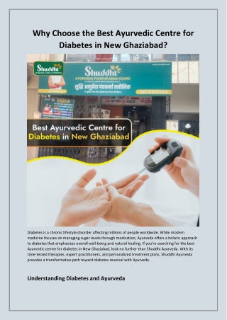 Best Ayurvedic Centre for Diabetes in New Ghaziabad