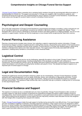 Comprehensive Insights on Chicago Funeral Assistance