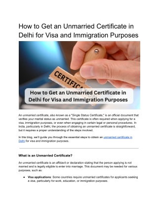How to Get an Unmarried Certificate in Delhi for Visa and Immigration Purposes
