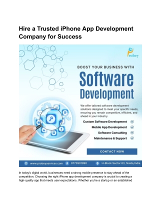Hire a Trusted iPhone App Development Company for Success