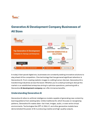 Generative AI Development Company Businesses of All Sizes