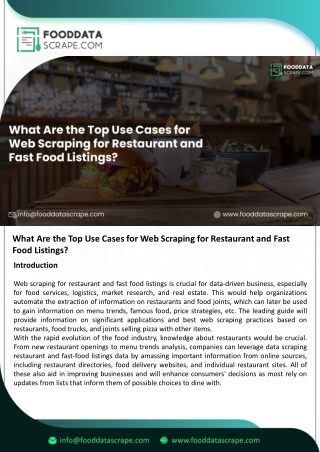 Use Cases for Web Scraping for Restaurant and Fast Food Listings