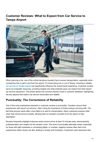 Customer Reviews What to Expect from Car Service to Tampa Airport
