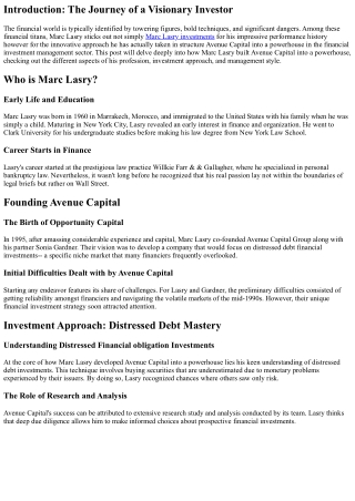 How Marc Lasry Built Avenue Capital into a Powerhouse
