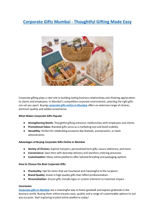 Corporate Gifts Mumbai - Thoughtful Gifting Made Easy
