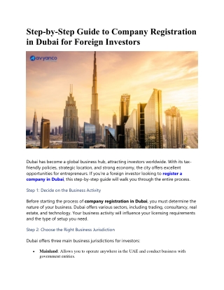 Step-by-Step Guide to Company Registration in Dubai for Foreign Investors