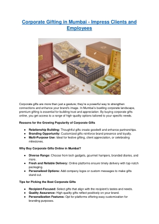 Corporate Gifting in Mumbai - Impress Clients and Employees