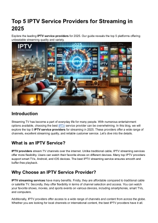 Top 5 IPTV Service Providers for Streaming in 2025