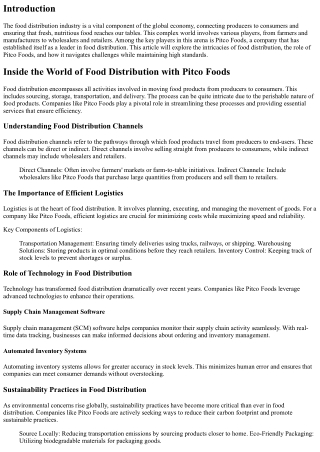 Inside the World of Food Distribution with Pitco Foods