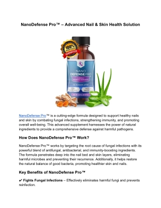 NanoDefense Pro™ – Advanced Nail & Skin Health Solution