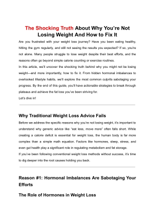 The Shocking Truth About Why You’re Not Losing Weight And How to Fix It