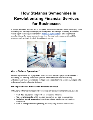 How Stefanos Symeonides is Revolutionizing Financial Services for Businesses