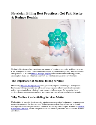 Physician Billing Best Practices: Get Paid Faster  & Reduce Denials