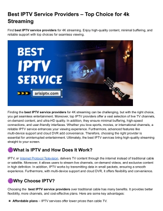 Best IPTV Services Provider – Top Choice for 4k Streaming