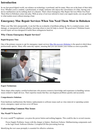 Emergency Mac Repair Services When You Need Them Most in Hoboken