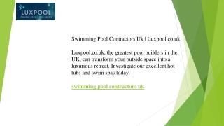 Swimming Pool Contractors Uk  Luxpool.co.uk