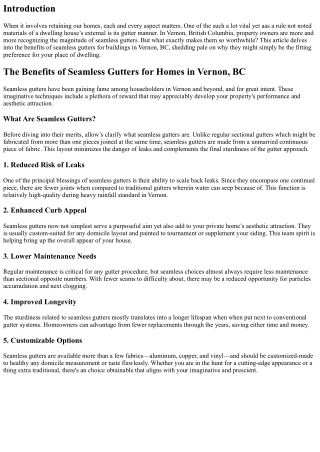 The Benefits of Seamless Gutters for Homes in Vernon, BC