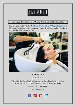 Best Scalp Treatments in JP Nagar Bangalore for Healthier Hair