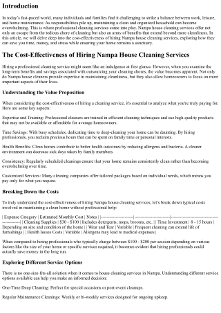 The Cost-Effectiveness of Hiring Nampa House Cleaning Services