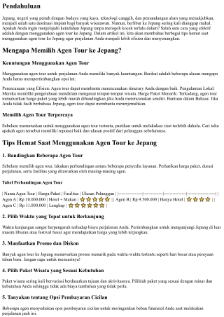 Tips Hemat Saat Menggunakan Agen Tour ke Jepang