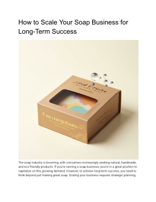 How to Scale Your Soap Business for Long-Term Success