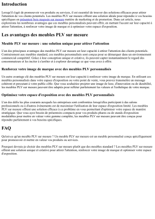 Les avantages des meubles PLV sur mesure pour répondre à vos besoins spécifiques